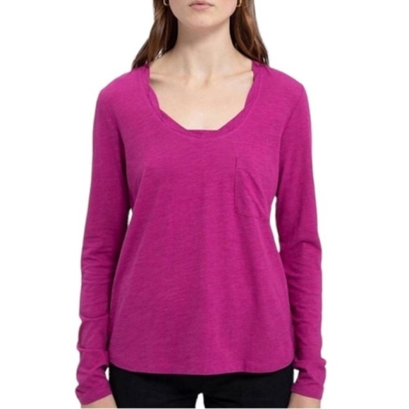Social Standard by Sanctuary Dylan Scoop Neck Long Sleeve Tee Magenta Pink XL - Picture 1 of 14